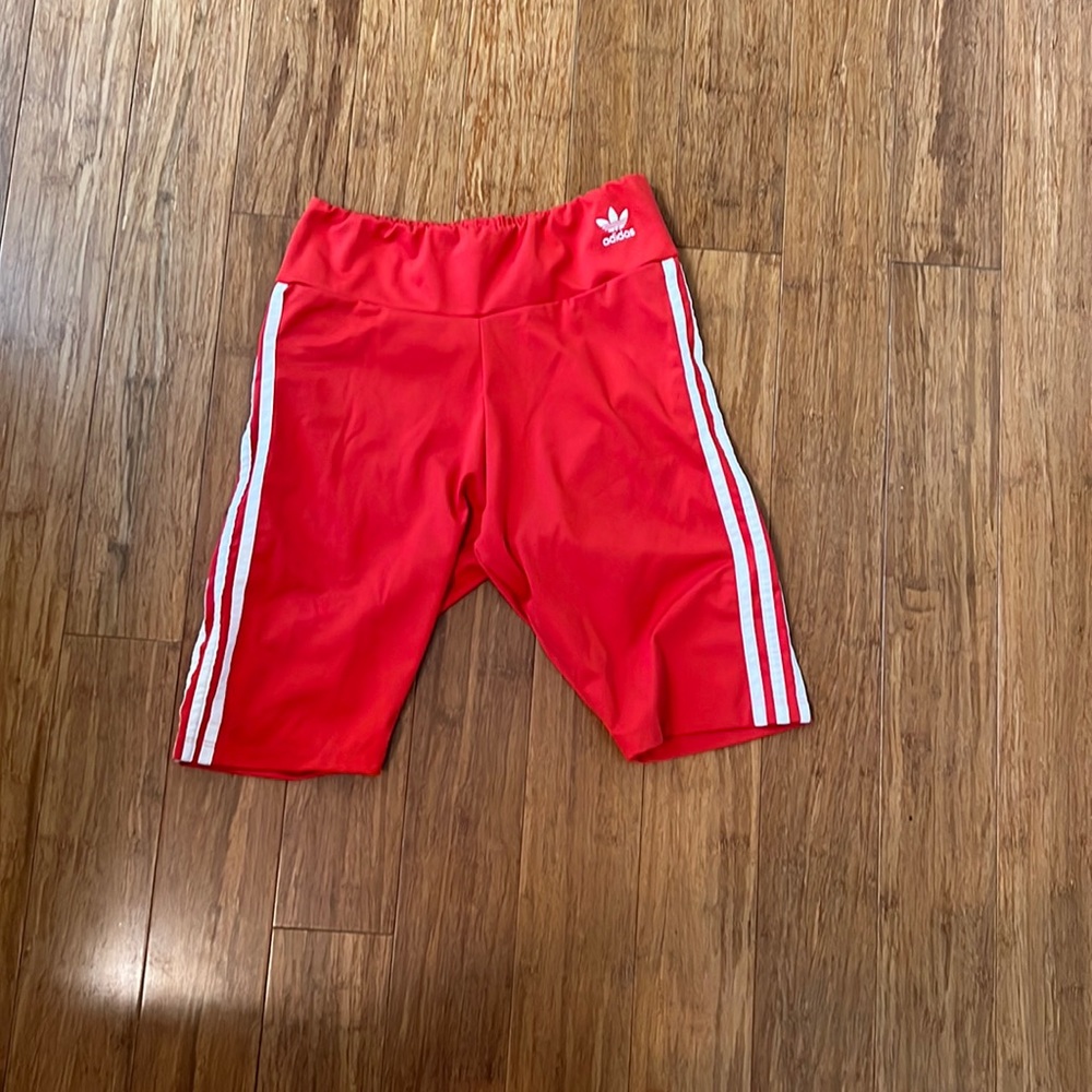 Red adidas bike shorts size medium